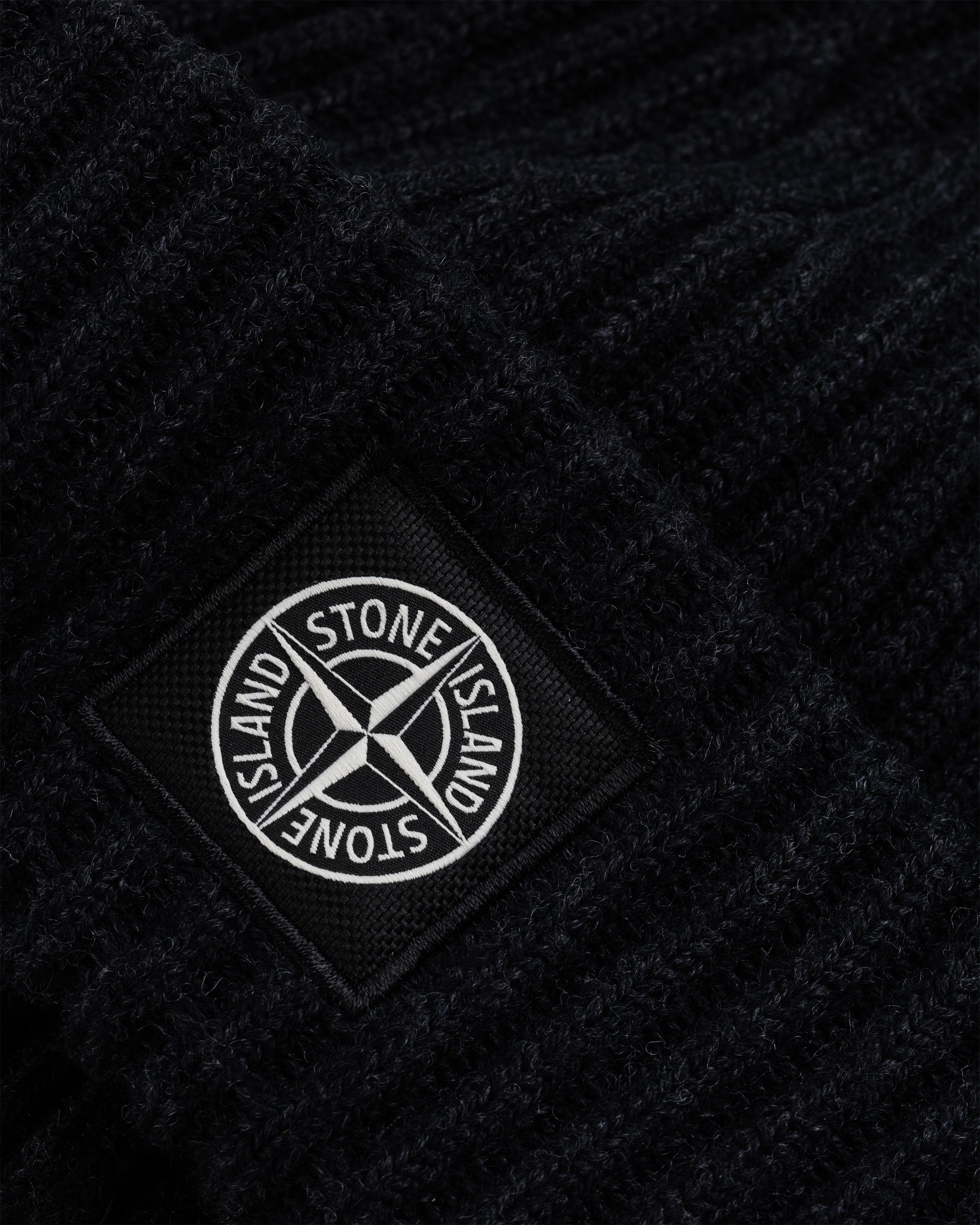 Stone Island – Ribbed Wool Beanie Melange Charcoal - Hats - Grey - Image 4