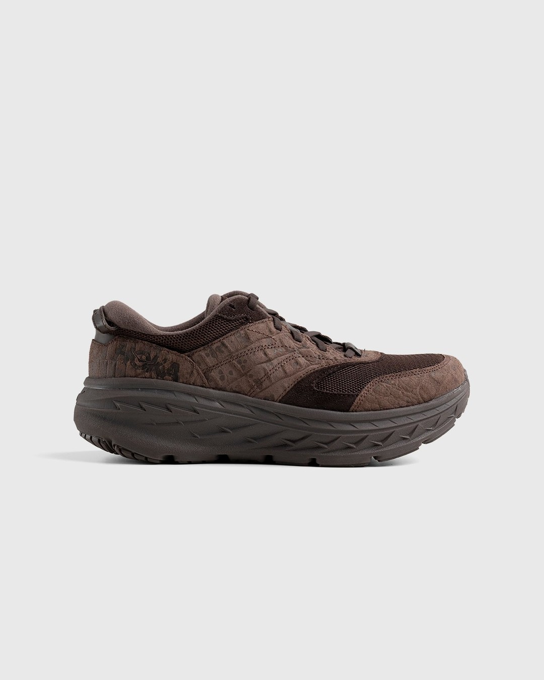 HOKA x Engineered Garments – Bondi L Brown Croc Leather - Sneakers - Brown - Image 1