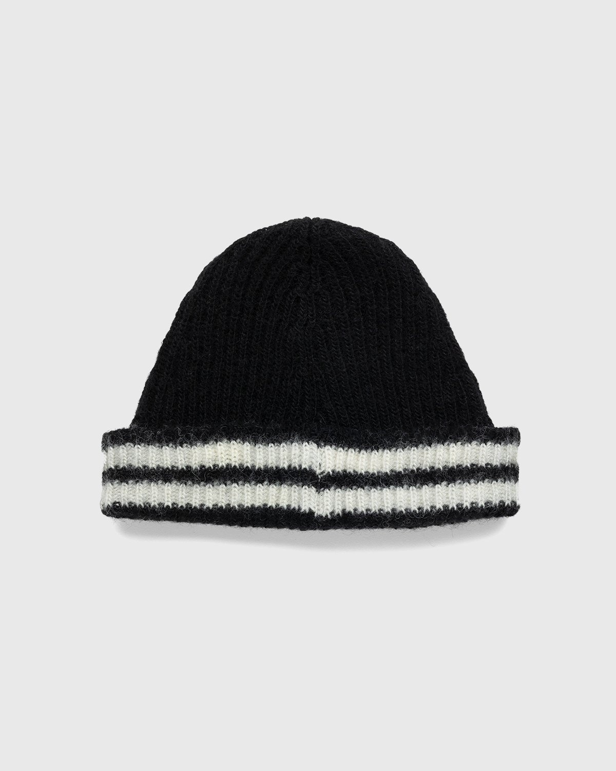 Our Legacy – Knitted Stripe Hat Black Ivory Wool - Beanies - Black - Image 2