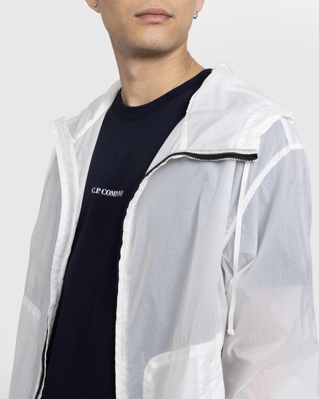 C.P. Company – Light Microweave Laminated Hooded Jacket Gauze White