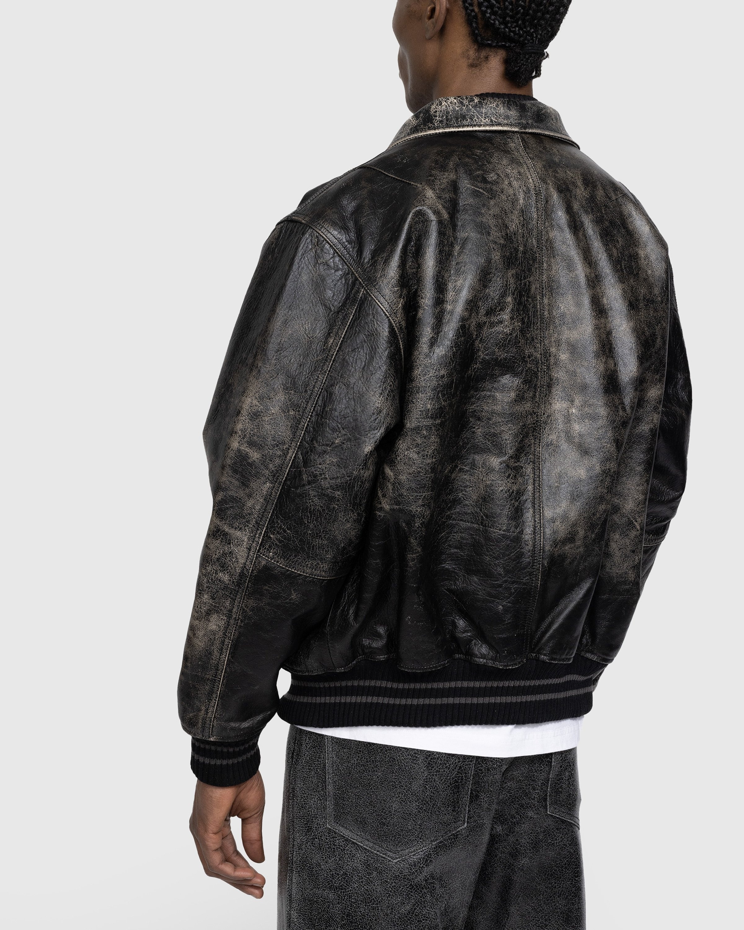 Guess USA – Distressed Leather Letterman Jacket Black | Highsnobiety Shop