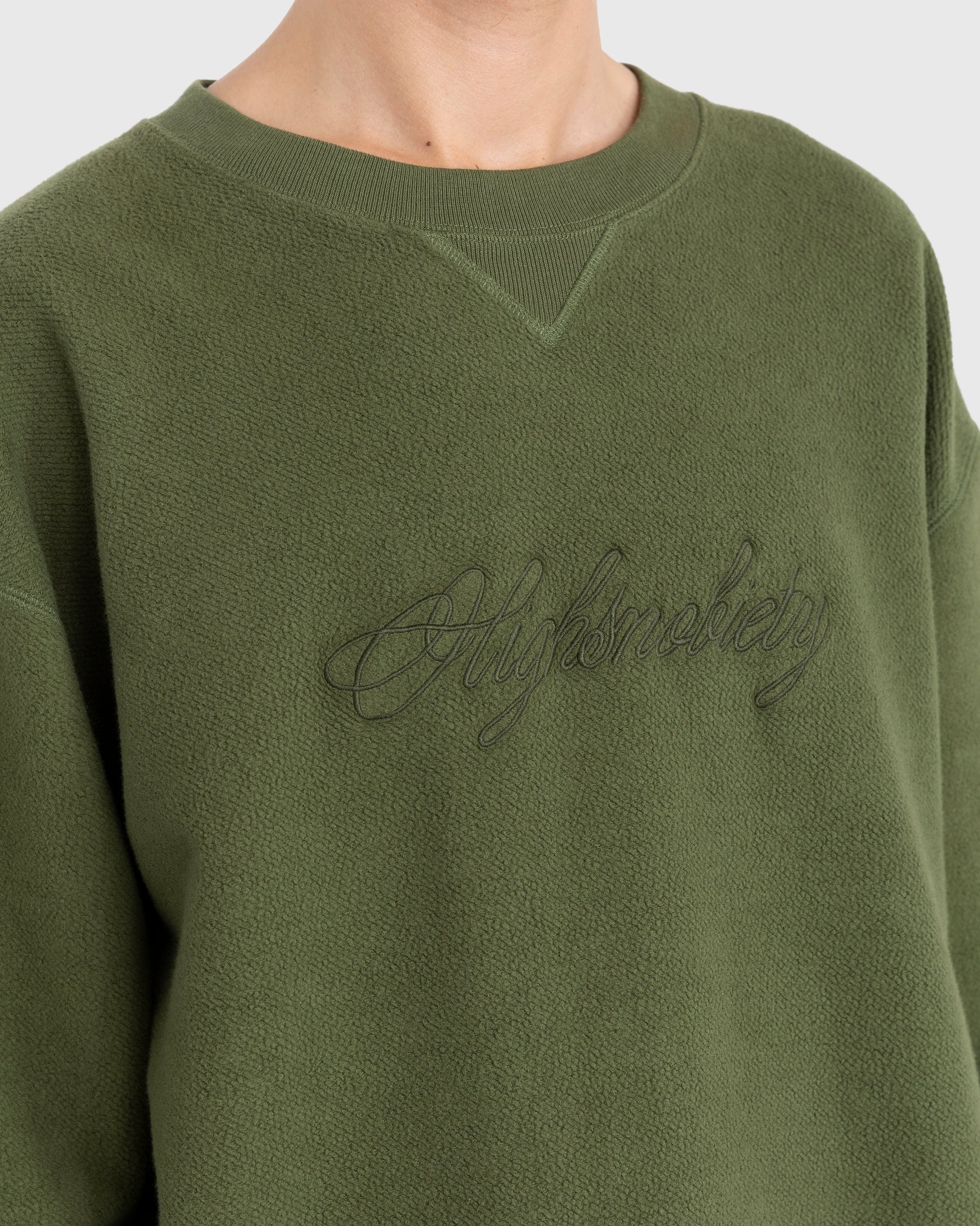 Highsnobiety – Script Logo Reverse Fleece Crew Green - Sweats - Green - Image 7