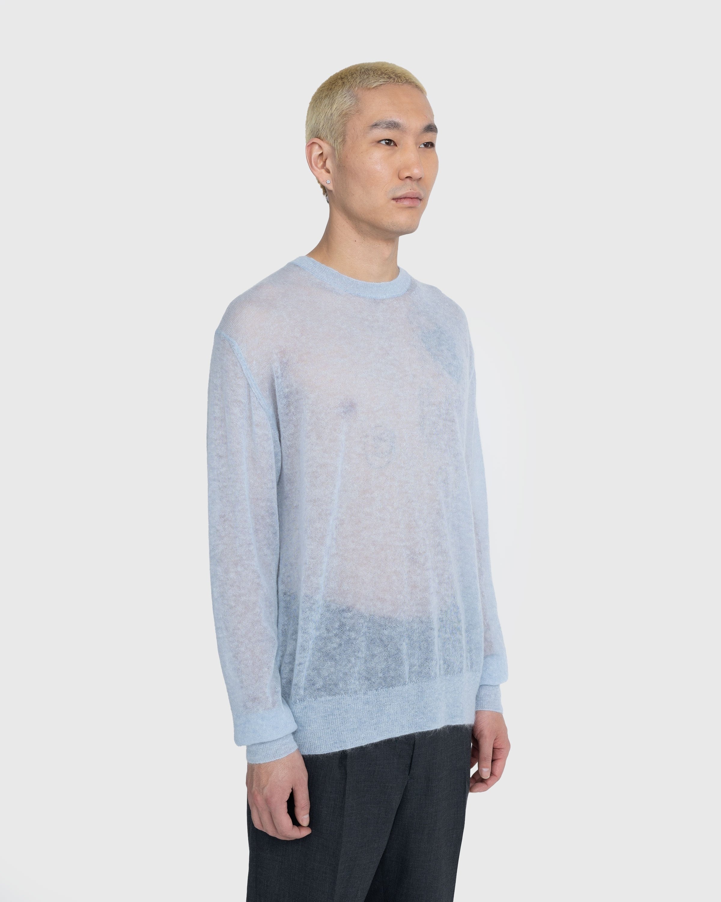 Auralee – Kid Mohair Sheer Knit Light Blue - Knitwear - Blue - Image 4