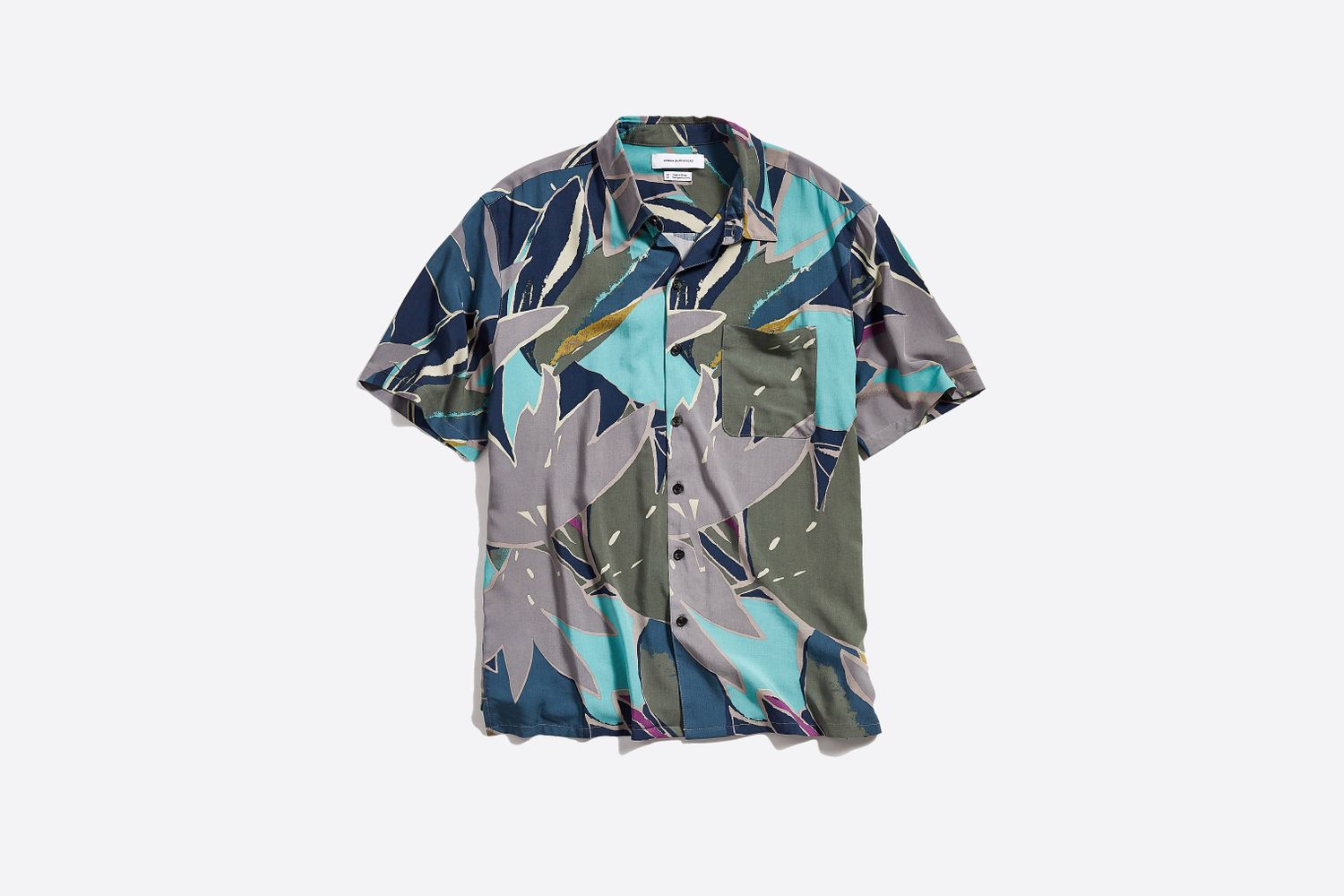 ‘80s Print Rayon Short Sleeve Button-Down Shirt