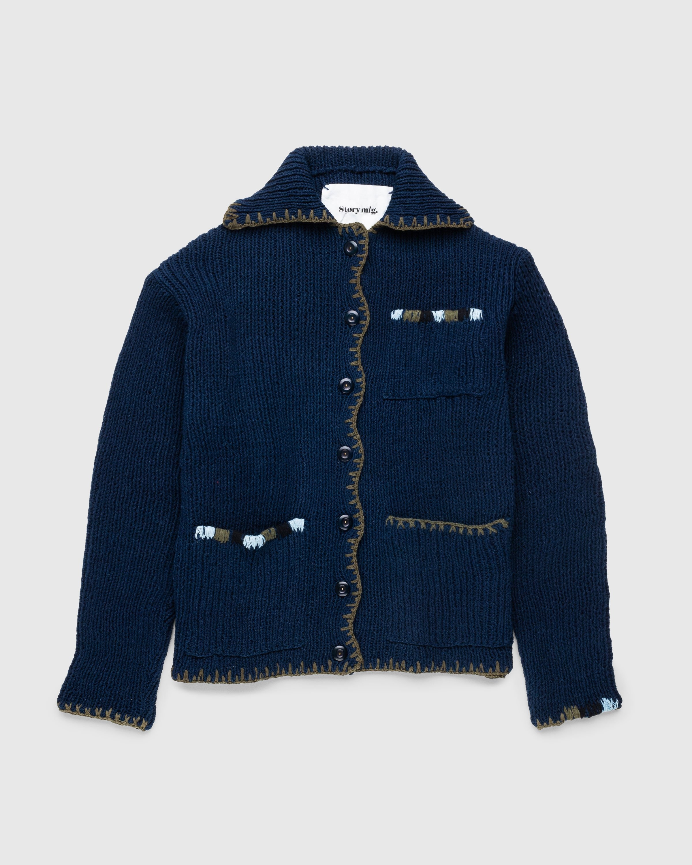 Story mfg. – Grandad Cardigan Indigo - Knitwear - Blue - Image 1
