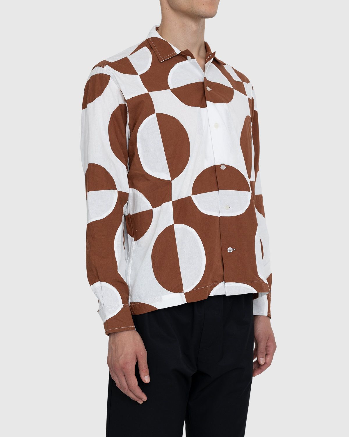 Bode – Duo Oval Patchwork Long-Sleeve Shirt Brown - Shirts - Multi - Image 3