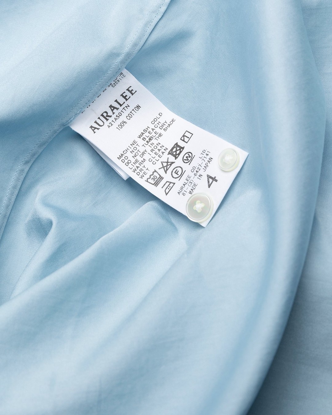Auralee – Twill Shirt Blue - Shirts - Blue - Image 7