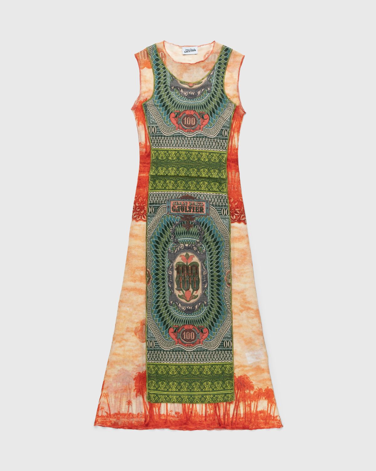 Jean Paul Gaultier – Banknote and Palm Tree Print Dress Multi - Dresses - Green - Image 1