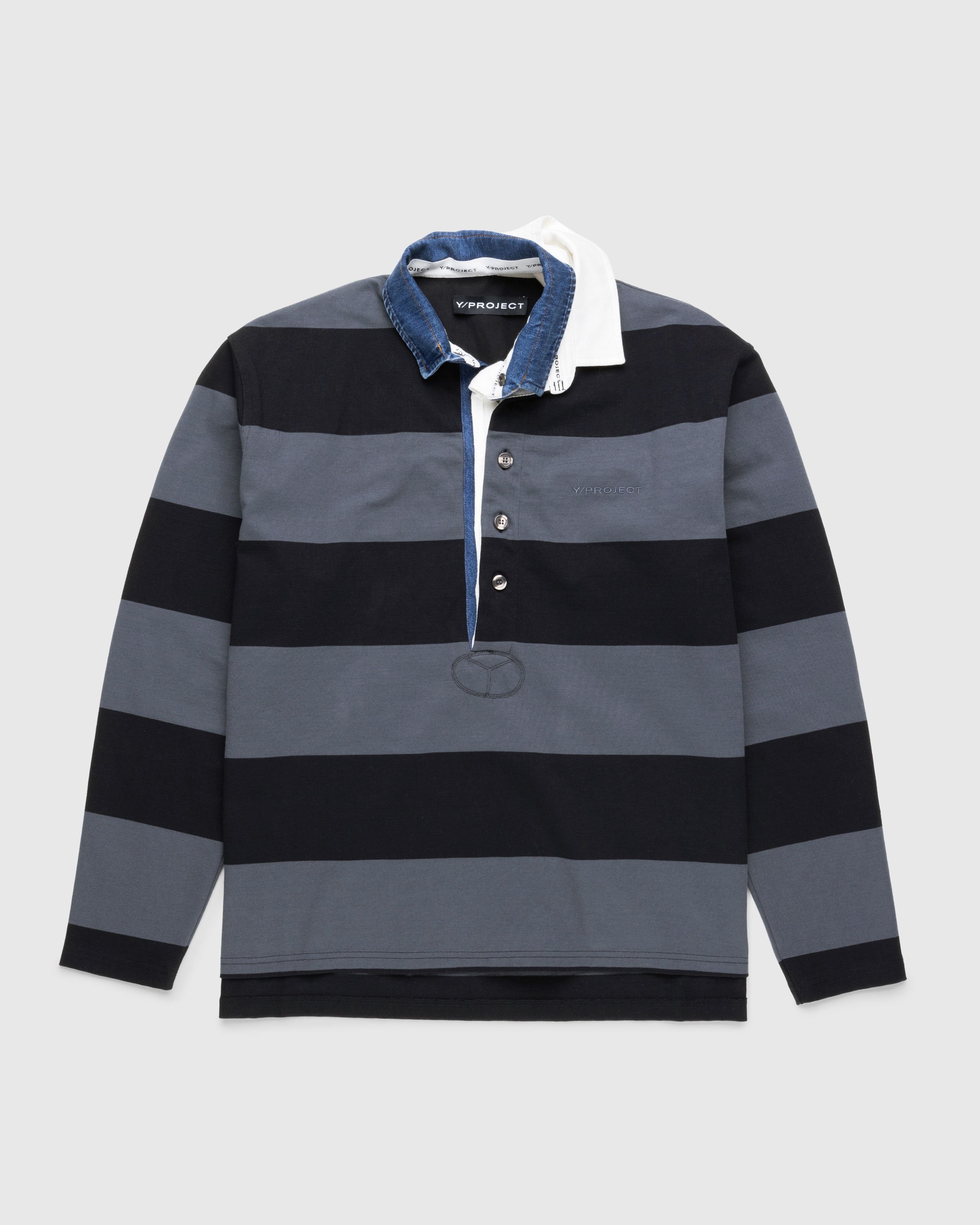 Y/Project – Triple Collar Rugby Polo Black/Grey - Shirts - Grey - Image 1