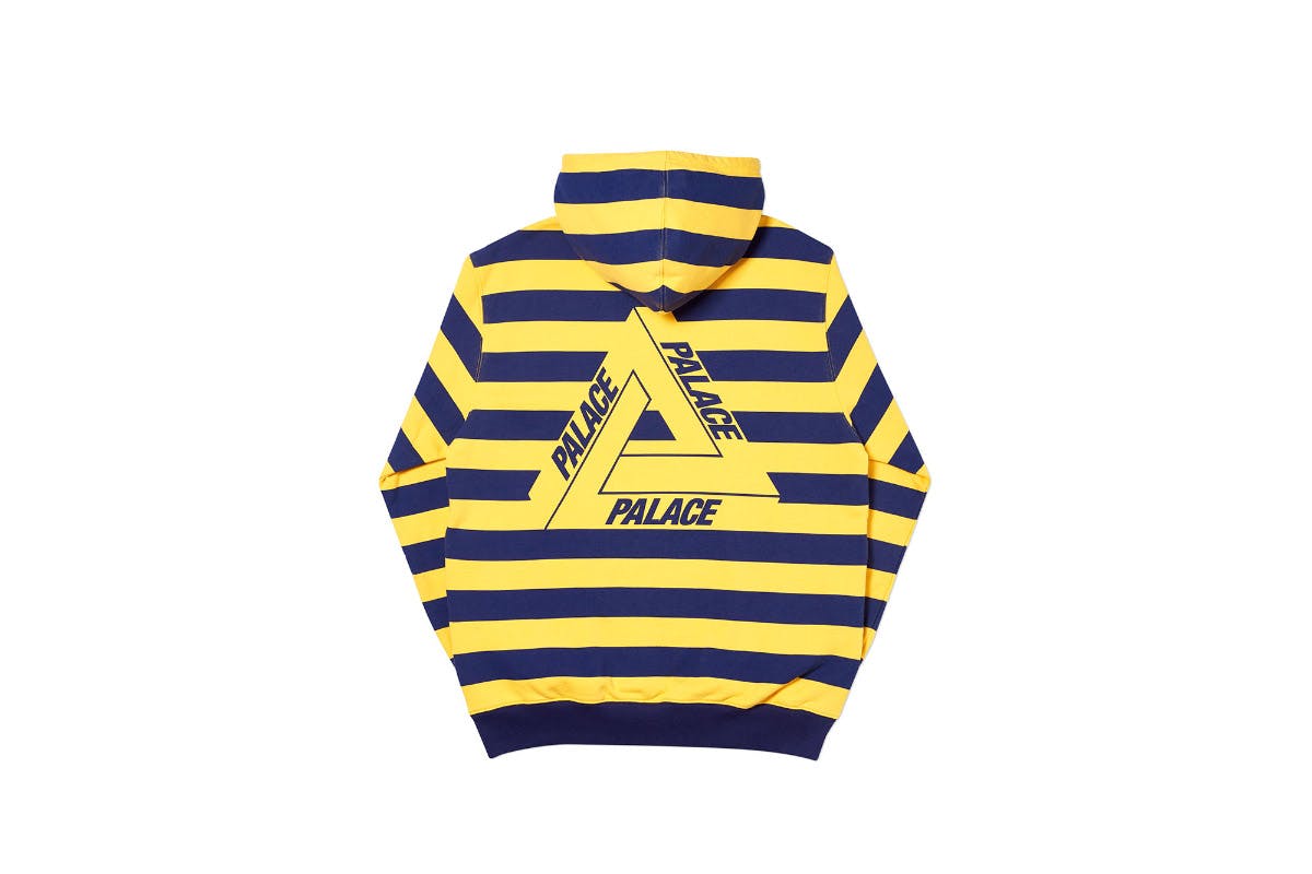 Palace 2019 Autumn Hood Tri Stripe Zip Yellow Front