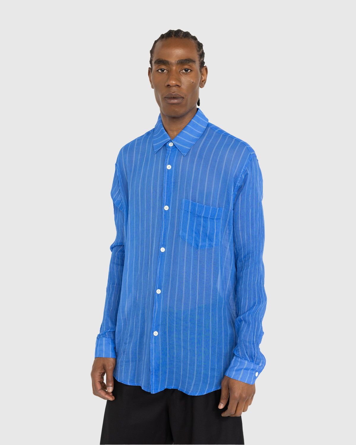 Our Legacy – Initial Shirt Blue Rayon Plait Stripe - Shirts - Blue - Image 2