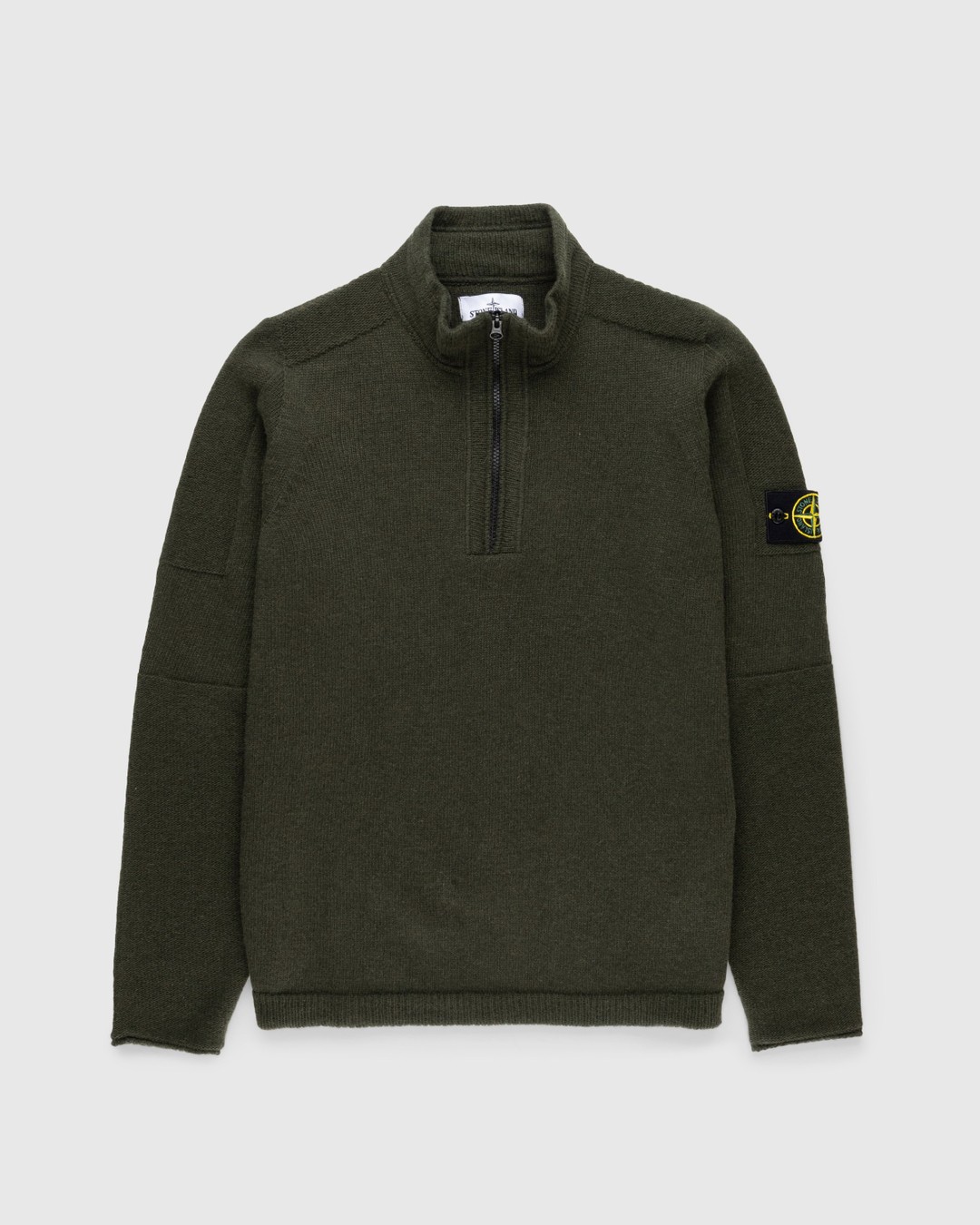 Stone Island – Lambswool Half-Zip Knit Olive - Knitwear - Green - Image 1