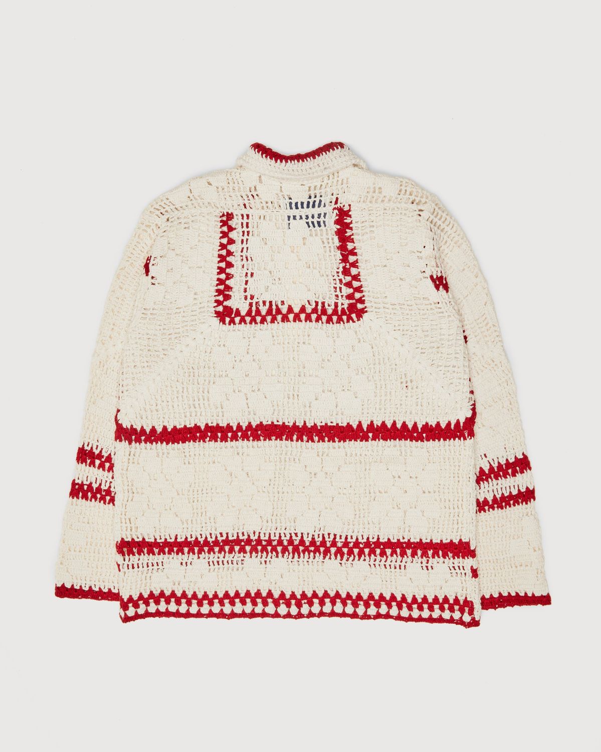 bode – Mockneck Crochet Pullover White Red - Sweats - Beige - Image 2