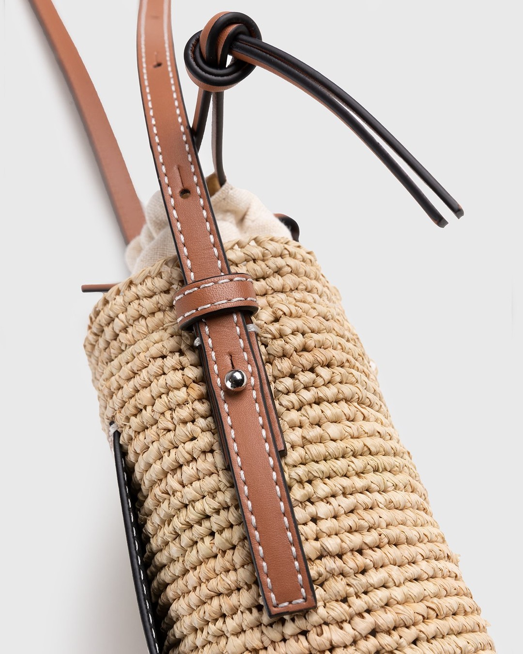 Loewe Cylinder Leather-trimmed Raffia Crossbody Bag