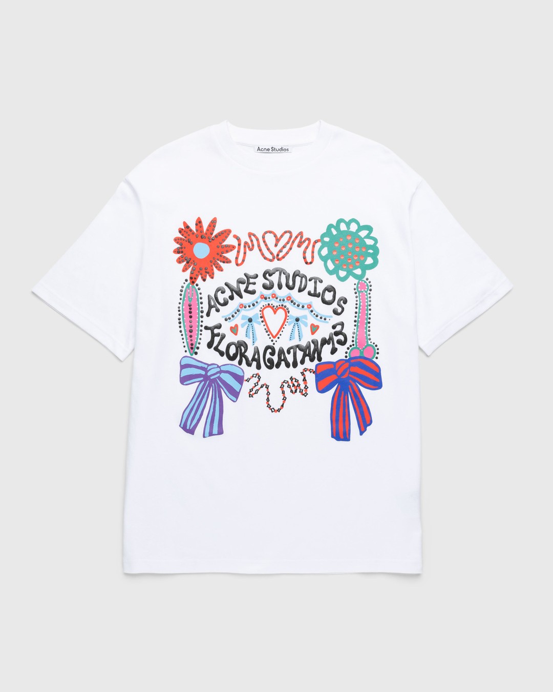 Acne Studios – Floragatan 13 Screenprint T-Shirt White - T-shirts - White - Image 1