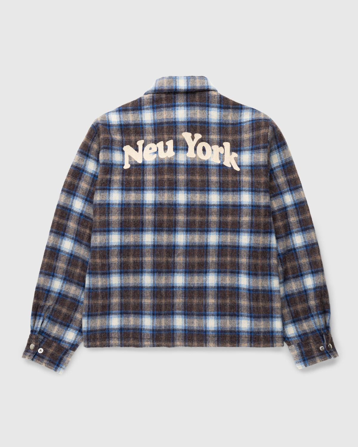 Highsnobiety – Neu York Shaggy Wool Plaid Zip Shirt Brown - Shirts - Brown - Image 1