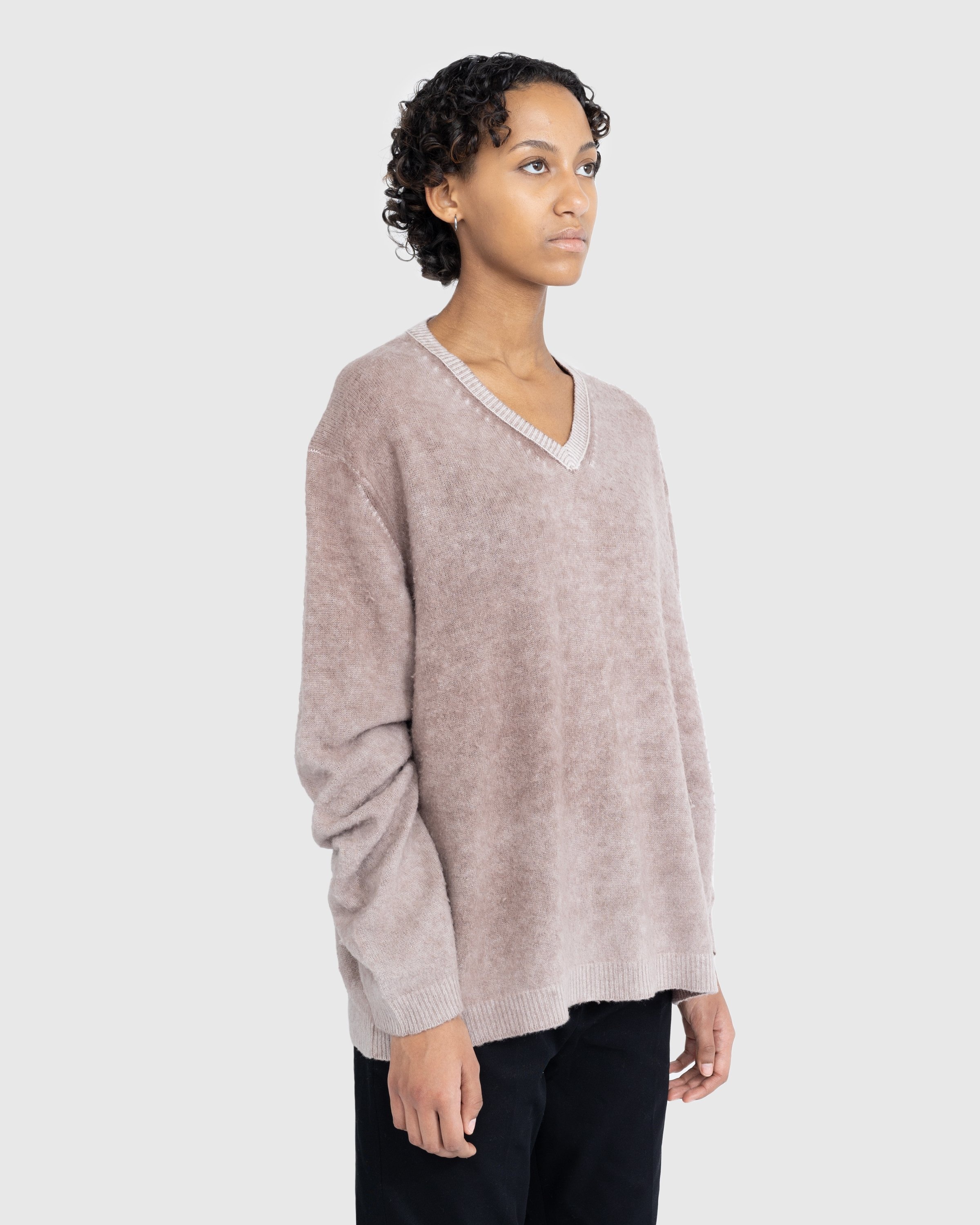 Acne Studios – Wool V-Neck Sweater Brown - Knitwear - Brown - Image 4