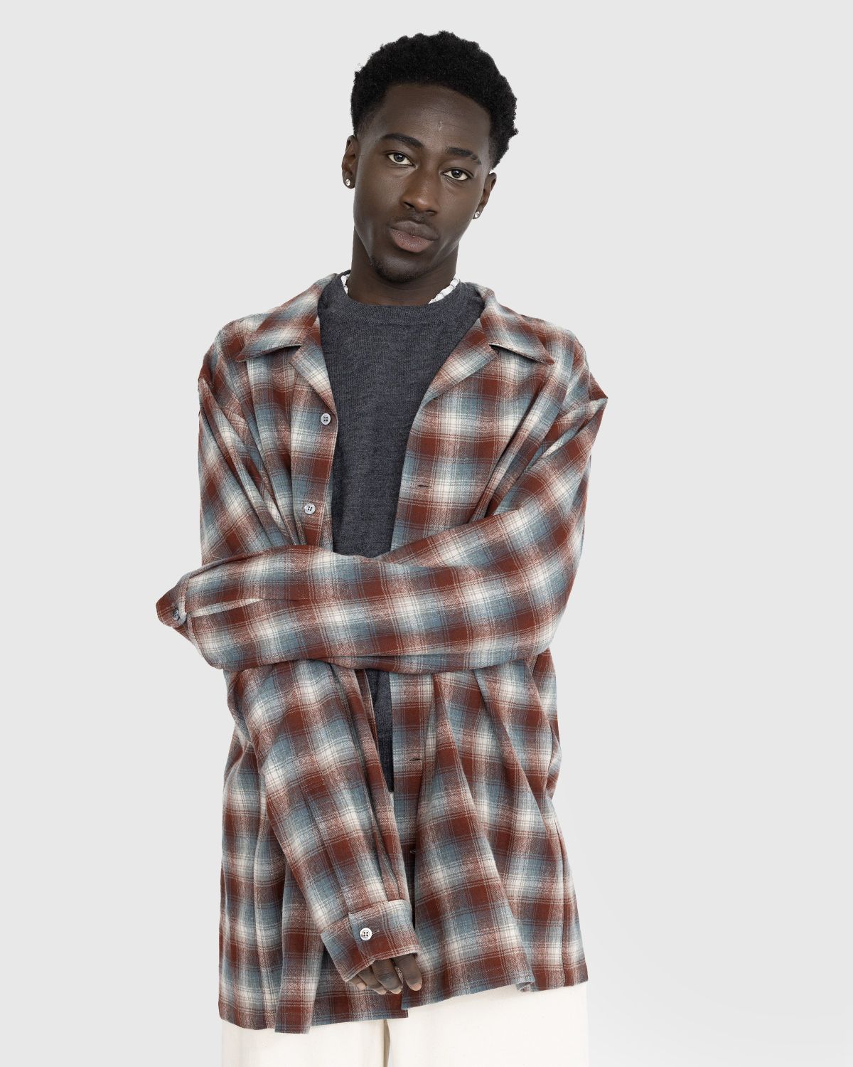 Maison Margiela – Oversized Check Wool Button-Down Shirt Multi - Shirts - Pink - Image 2