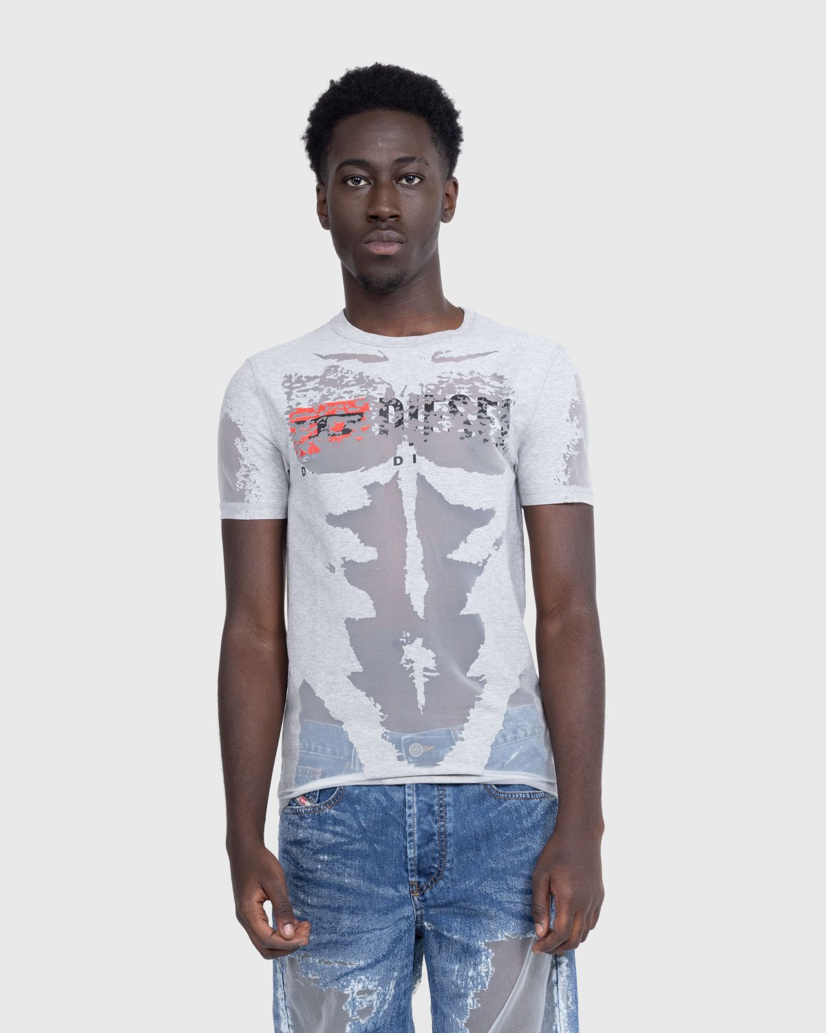Diesel – T-Erme Burnout T-Shirt Grey - Tops - Multi - Image 4