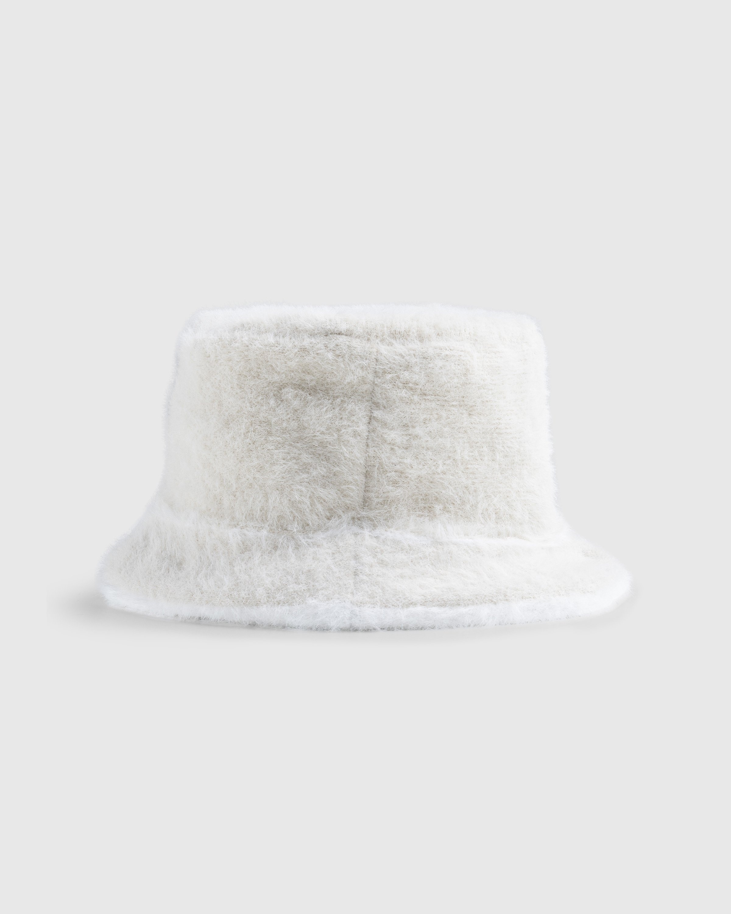 White fluffy clearance bucket hat