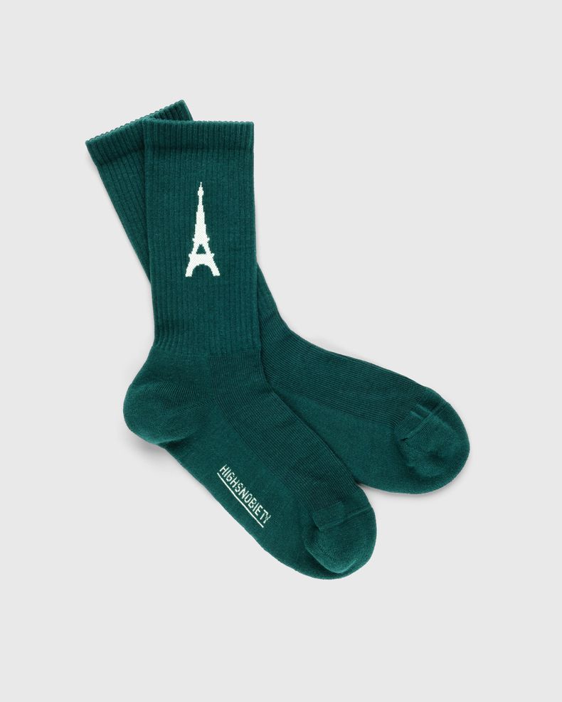 Highsnobiety – Not In Paris 4 Eiffel Tower Socks Dark Green