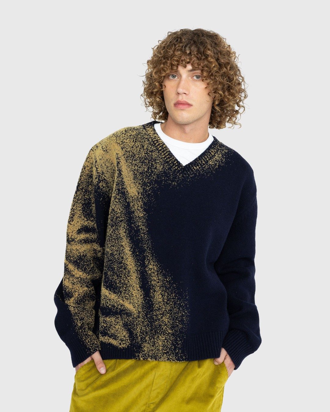 Maison Margiela – Wool V-Neck Sweater Navy - Knitwear - Blue - Image 2