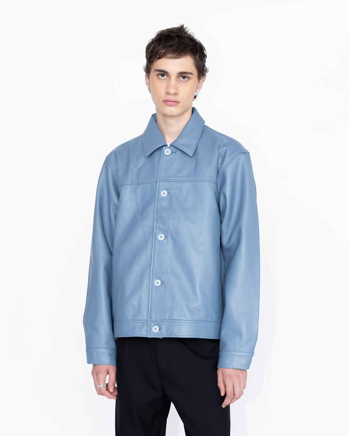 Highsnobiety HS05 – Leather Jacket Blue - Outerwear - Blue - Image 3