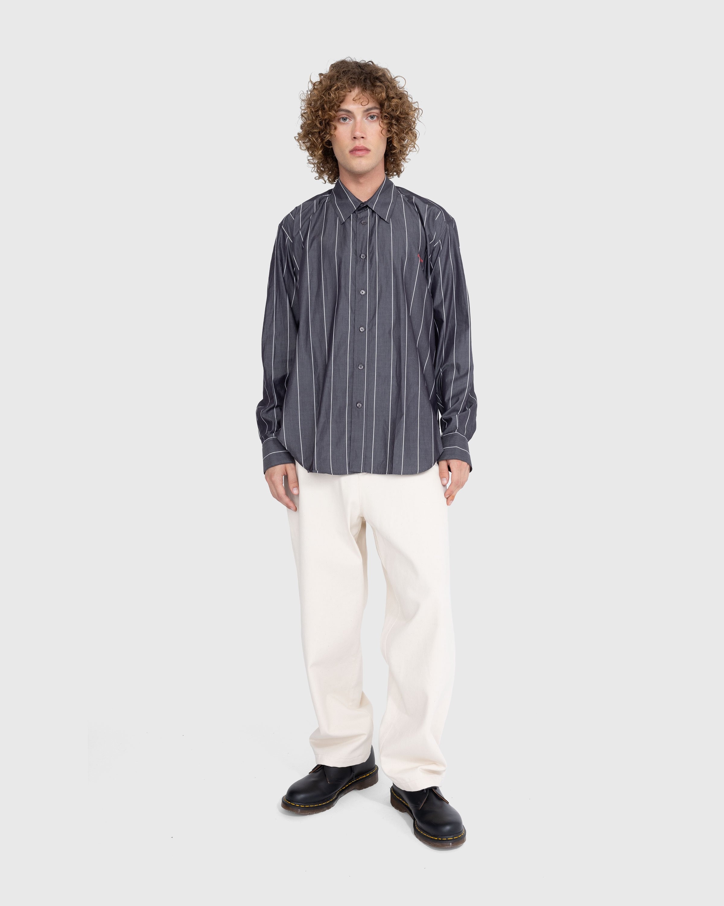 Martine Rose – Pulled Neck Shirt Grey/White - Shirts - Grey - Image 4