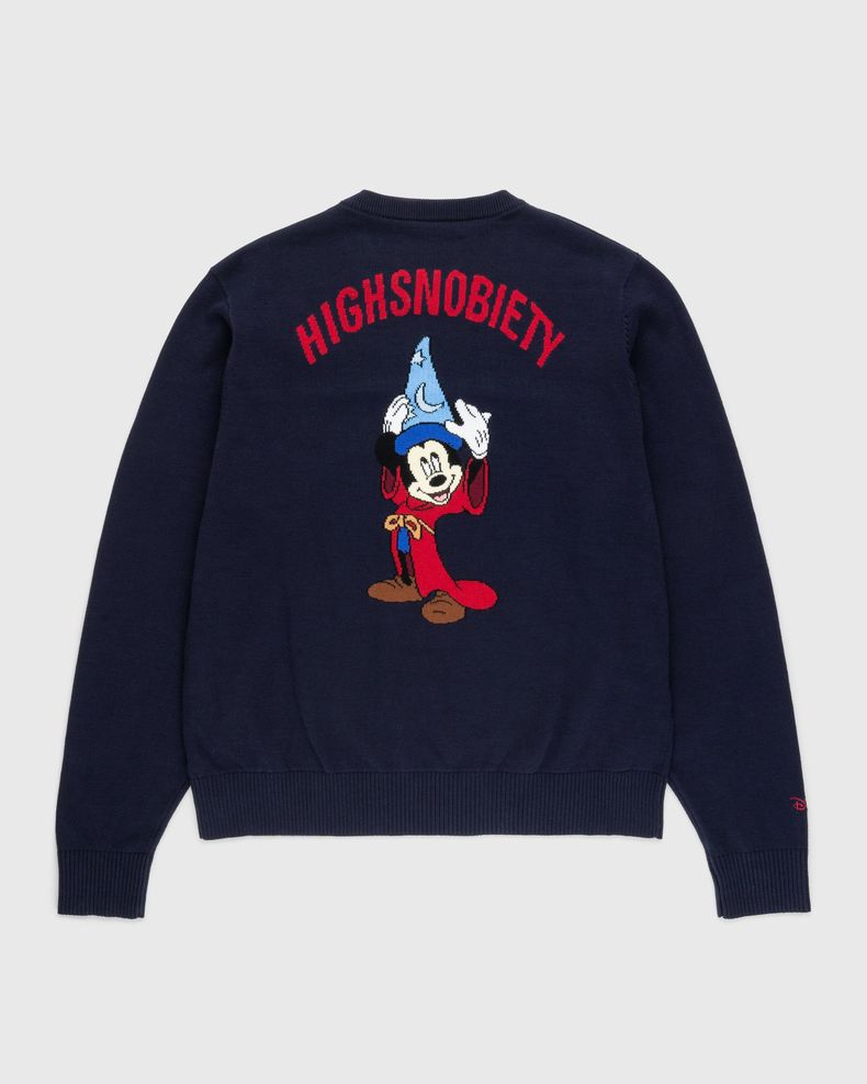 Intarsia Knit Sorcerer Mickey Sweater Dark Blue
