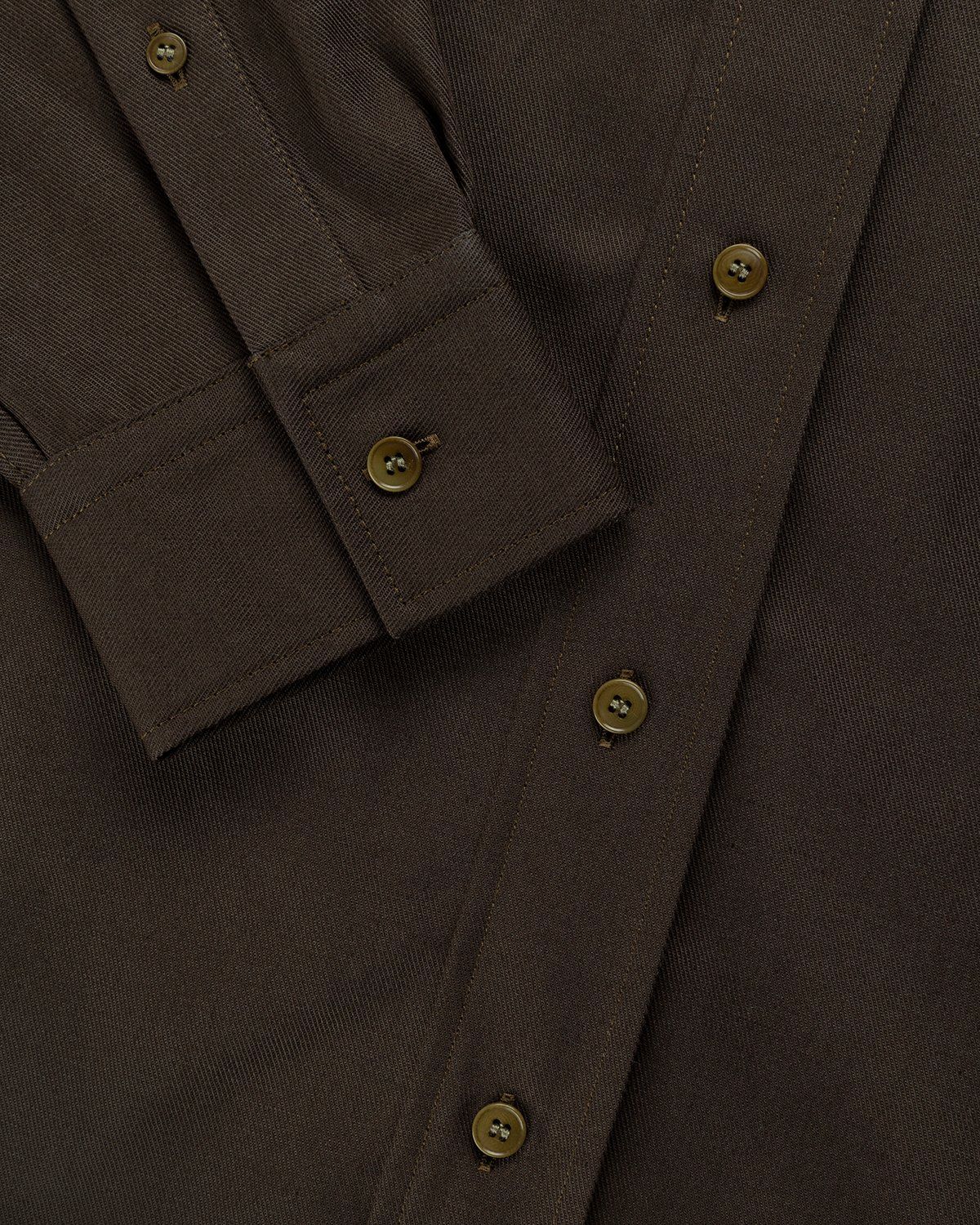 Acne Studios – Linen Blend Button-Up Shirt Dark Olive - Longsleeve Shirts - Green - Image 5