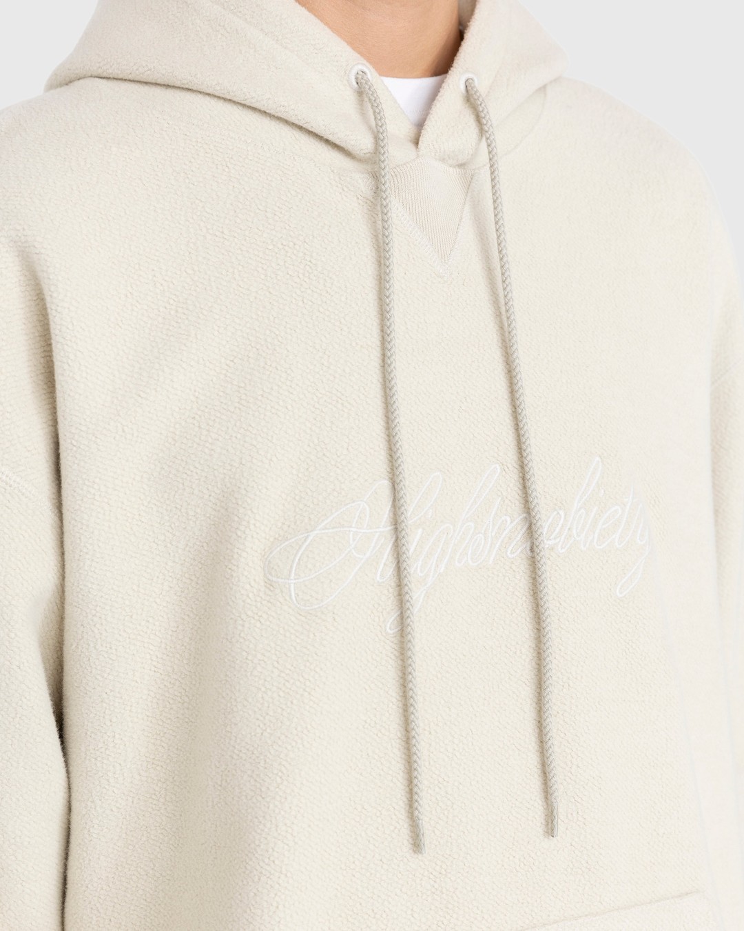 Highsnobiety – Script Logo Reverse Fleece Hoodie Beige - Sweats - Beige - Image 6