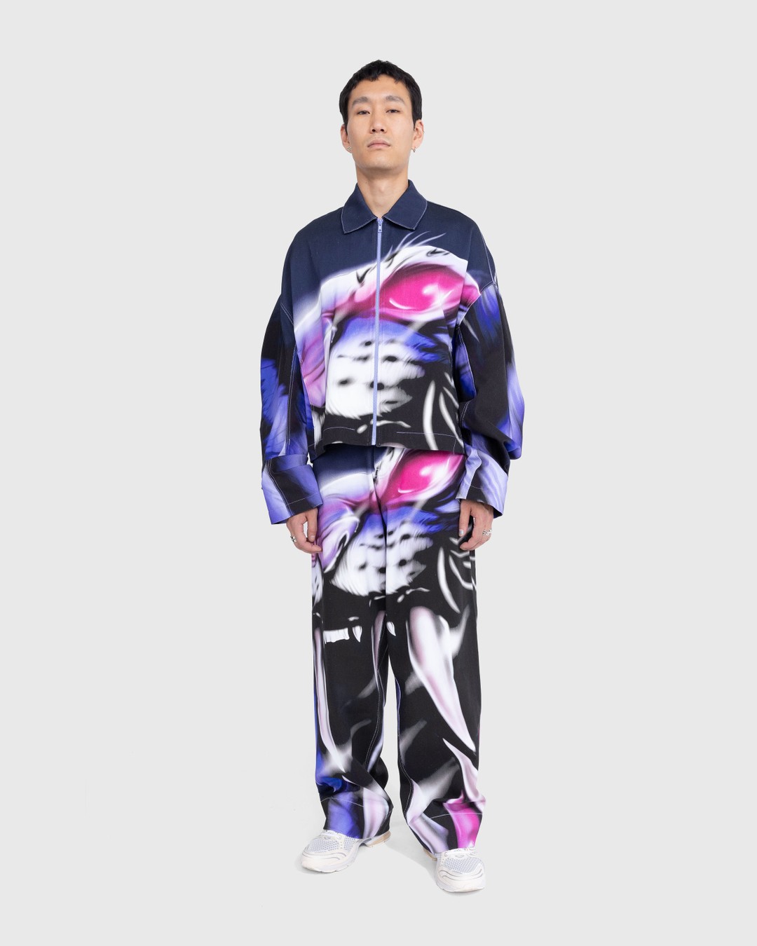 Gerrit Jacob – Printed Denim Jacket Navy/Lilac - Outerwear - Purple - Image 3