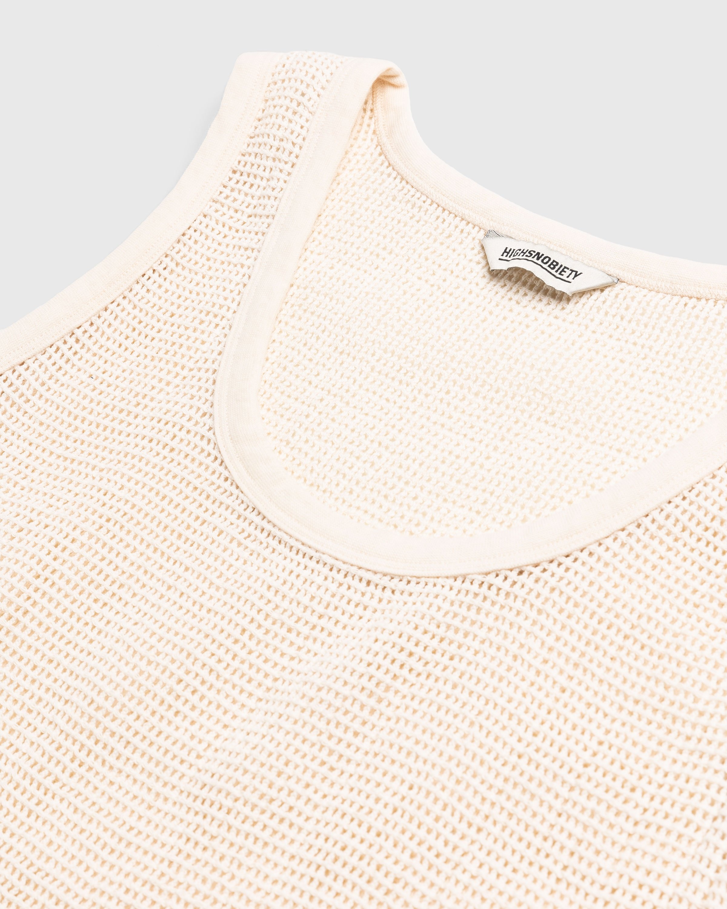 Highsnobiety – Cotton Mesh Knit Tank Top Eggshell - Tops - Beige - Image 6