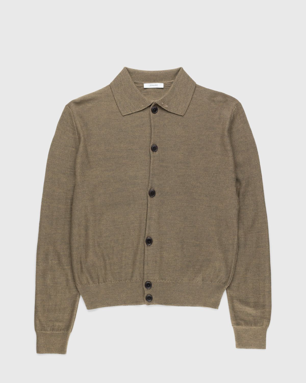 Lemaire – Convertible Collar Knit Shirt - Polos - Brown - Image 1