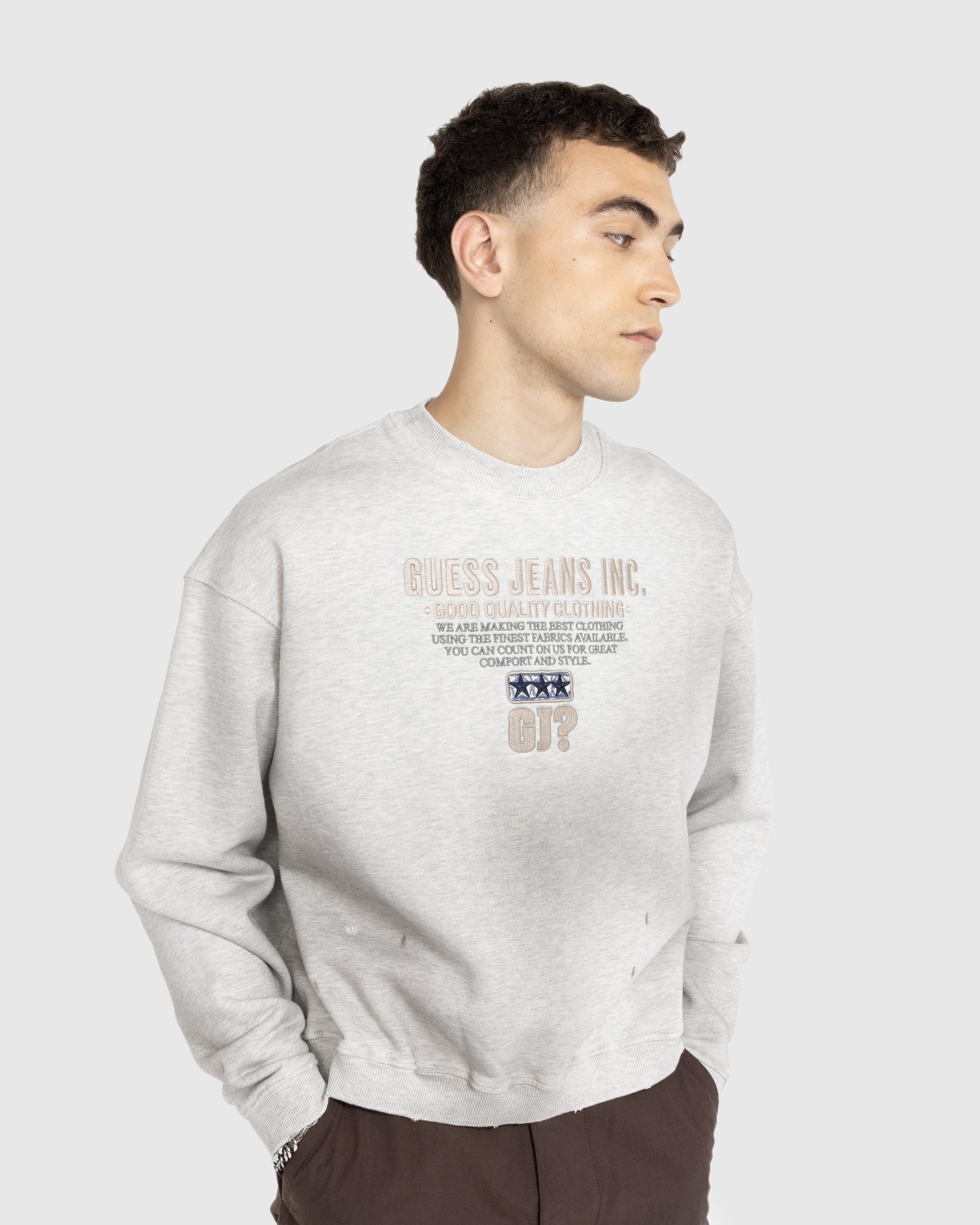 Guess USA Script Logo Crewneck Sweatshirt Heather Grey