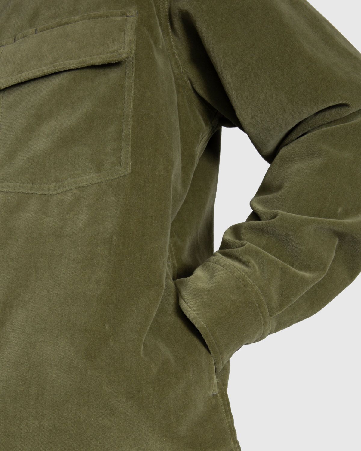 Highsnobiety – Moleskin CPO Shirt Olive - Overshirt - Green - Image 8
