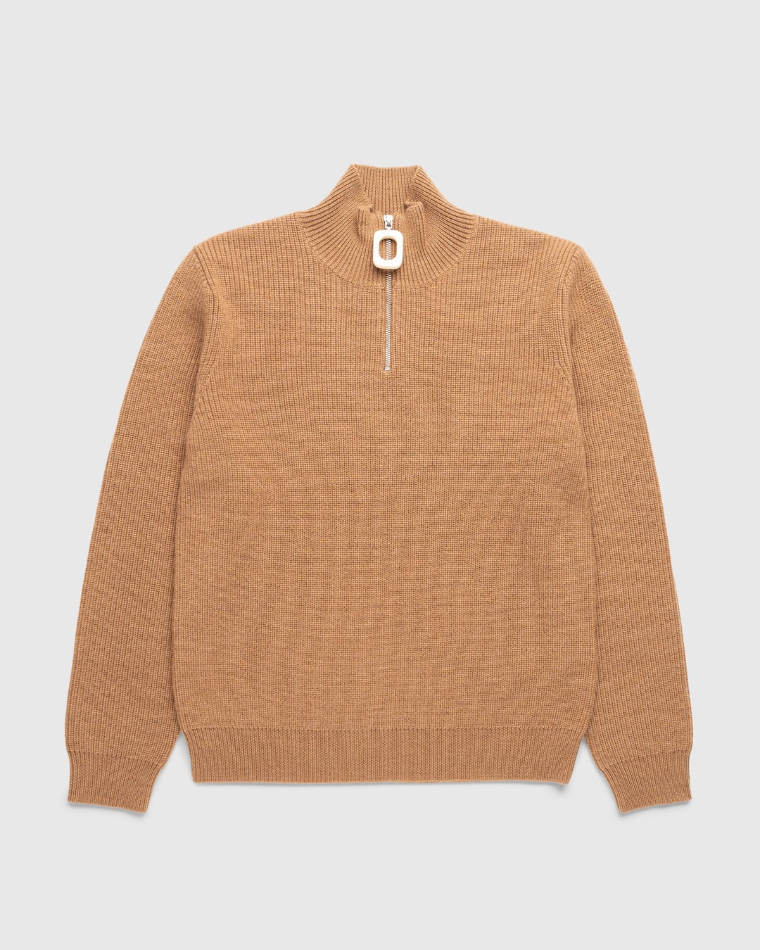 J.W. Anderson – Quarter-Zip Knit Jumper Praline - Knitwear - Brown - Image 1