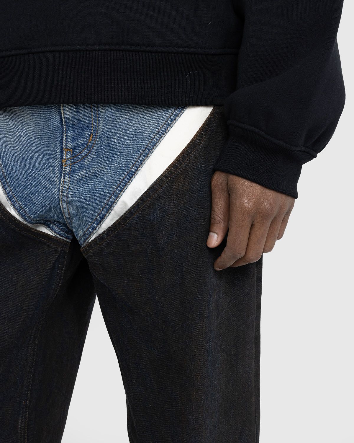 Y/Project – Cut-Out Jeans Rinsed Black/Rust - Pants - Black - Image 4
