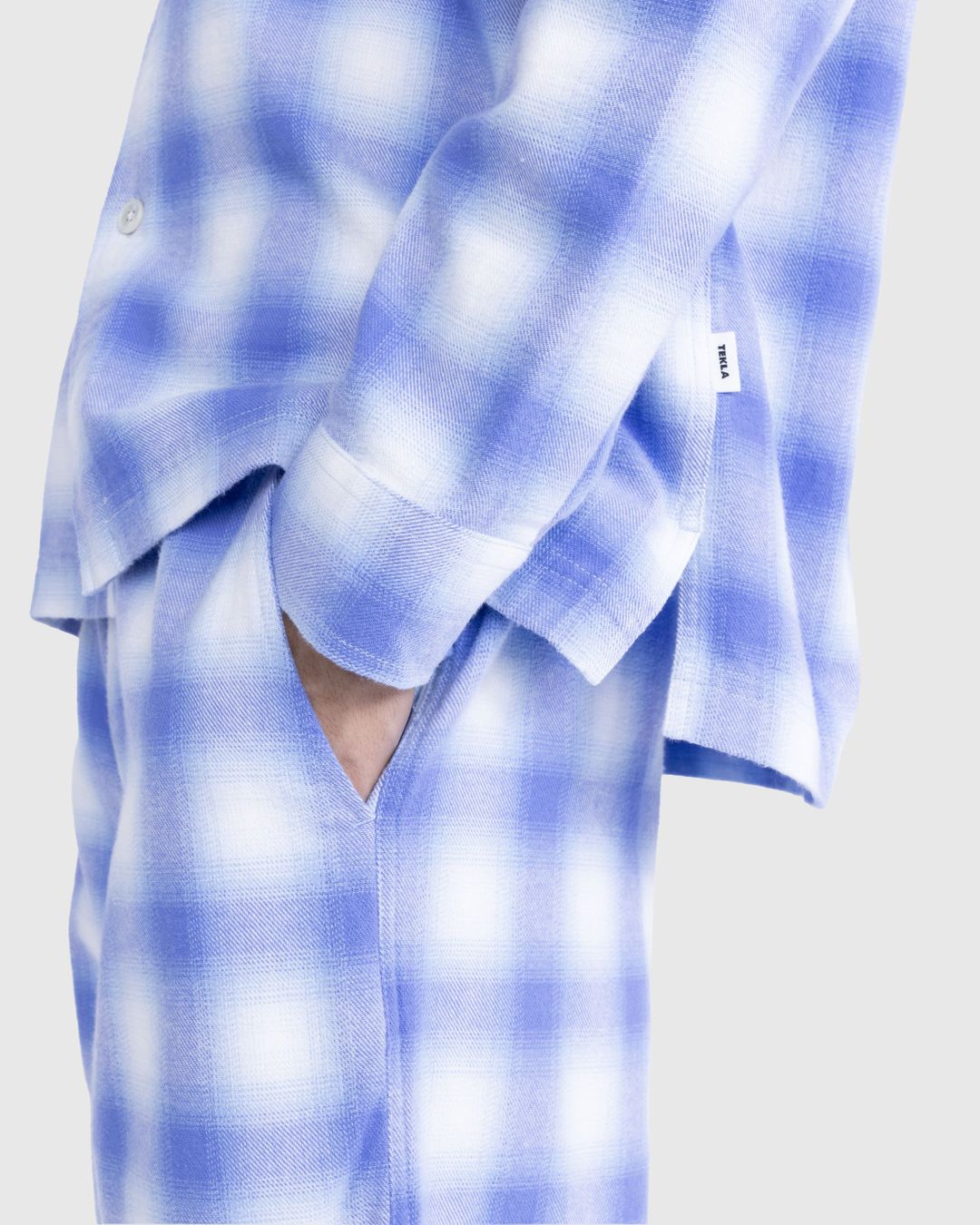 Tekla Flannel Pyjamas Shirt Light Blue Plaid Highsnobiety Shop