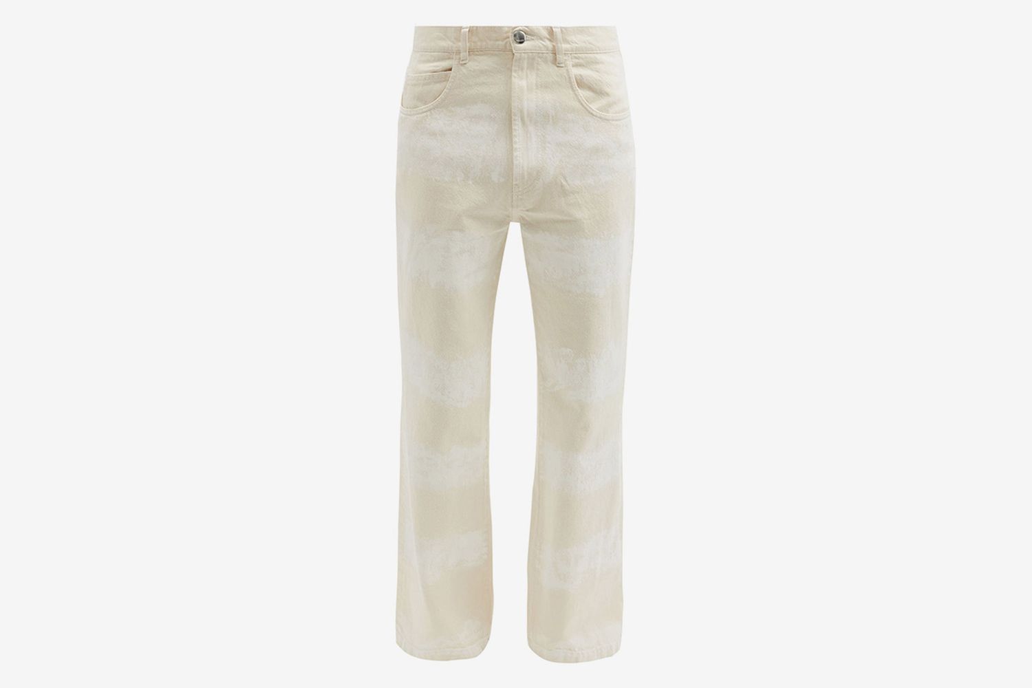 Brushstroke-Striped Cotton Flared-Leg Jeans