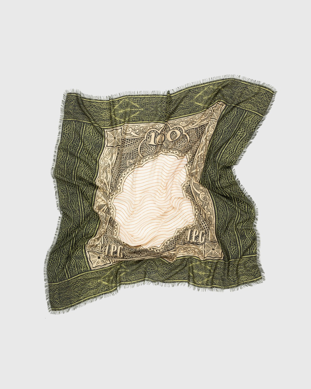 Jean Paul Gaultier – Cartouche Scarf Green/Ecru/Black/Orange - Scarves - Green - Image 3