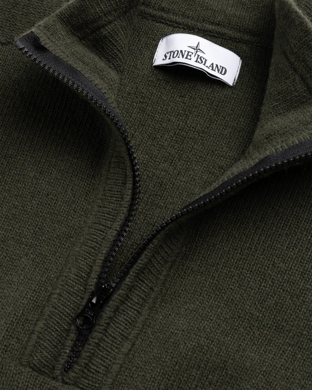 Stone Island – Lambswool Half-Zip Knit Olive - Knitwear - Green - Image 5