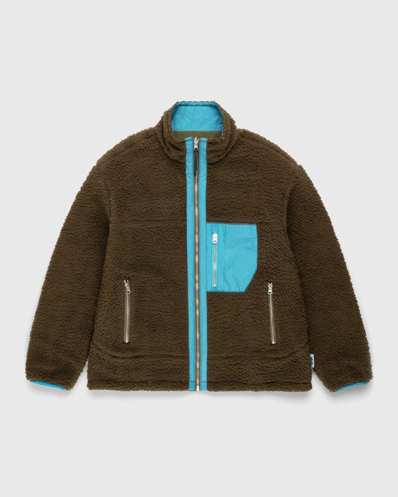 Highsnobiety – Reversible Polar Fleece Zip Jacket Steel Blue/Dark Green