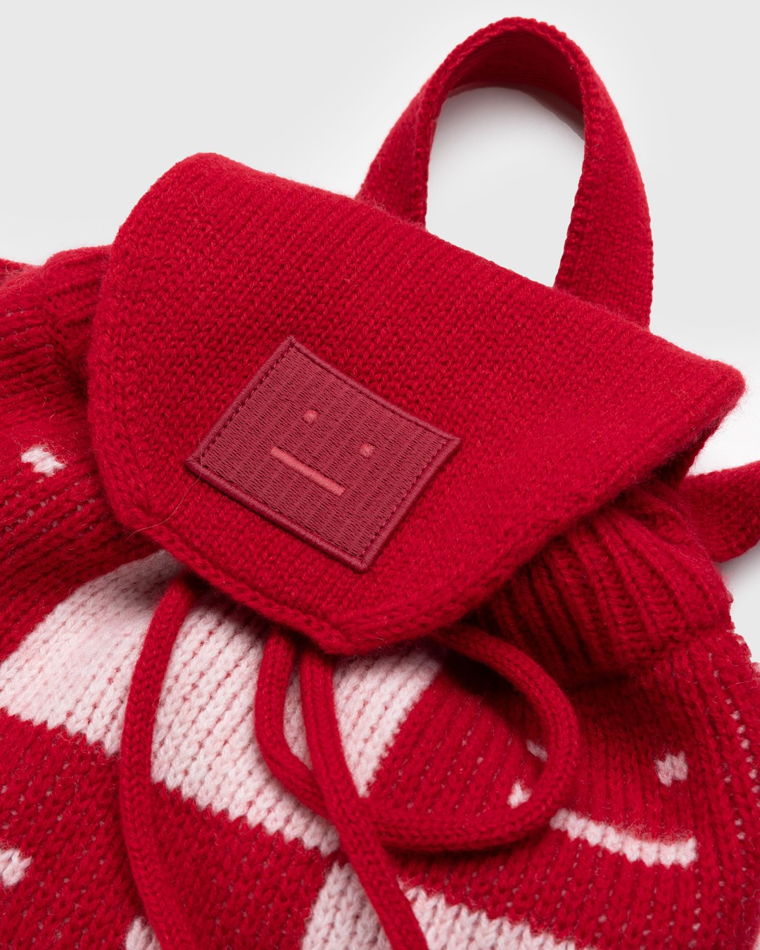 Acne Studios – Knit Face Backpack Deep Red/Faded Pink/Melange - Bags - Red - Image 3