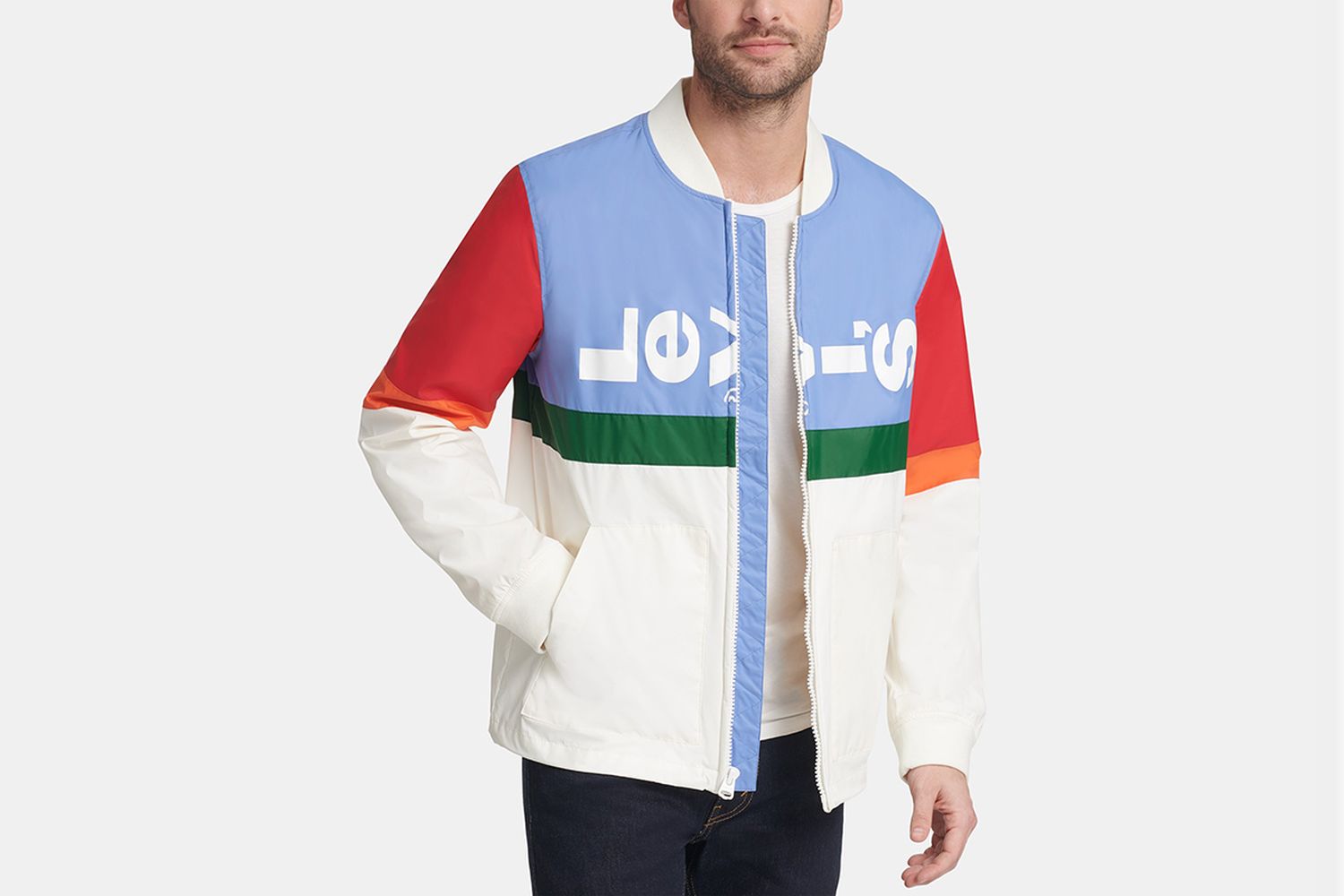 Colorblocked Logo Varsity Jacket