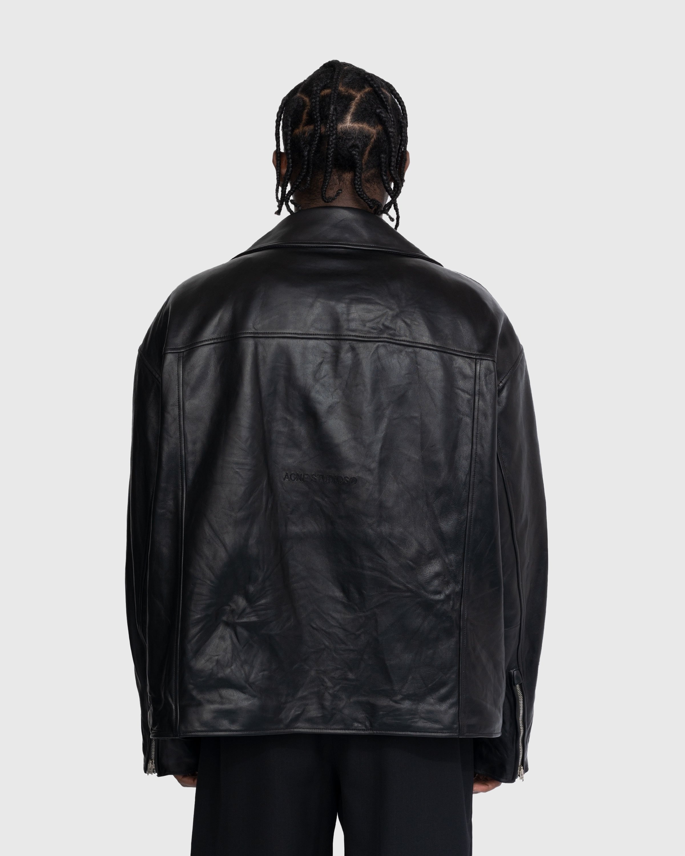 Acne Studios – Distressed Leather Jacket Black - Leather Jackets - Black - Image 3