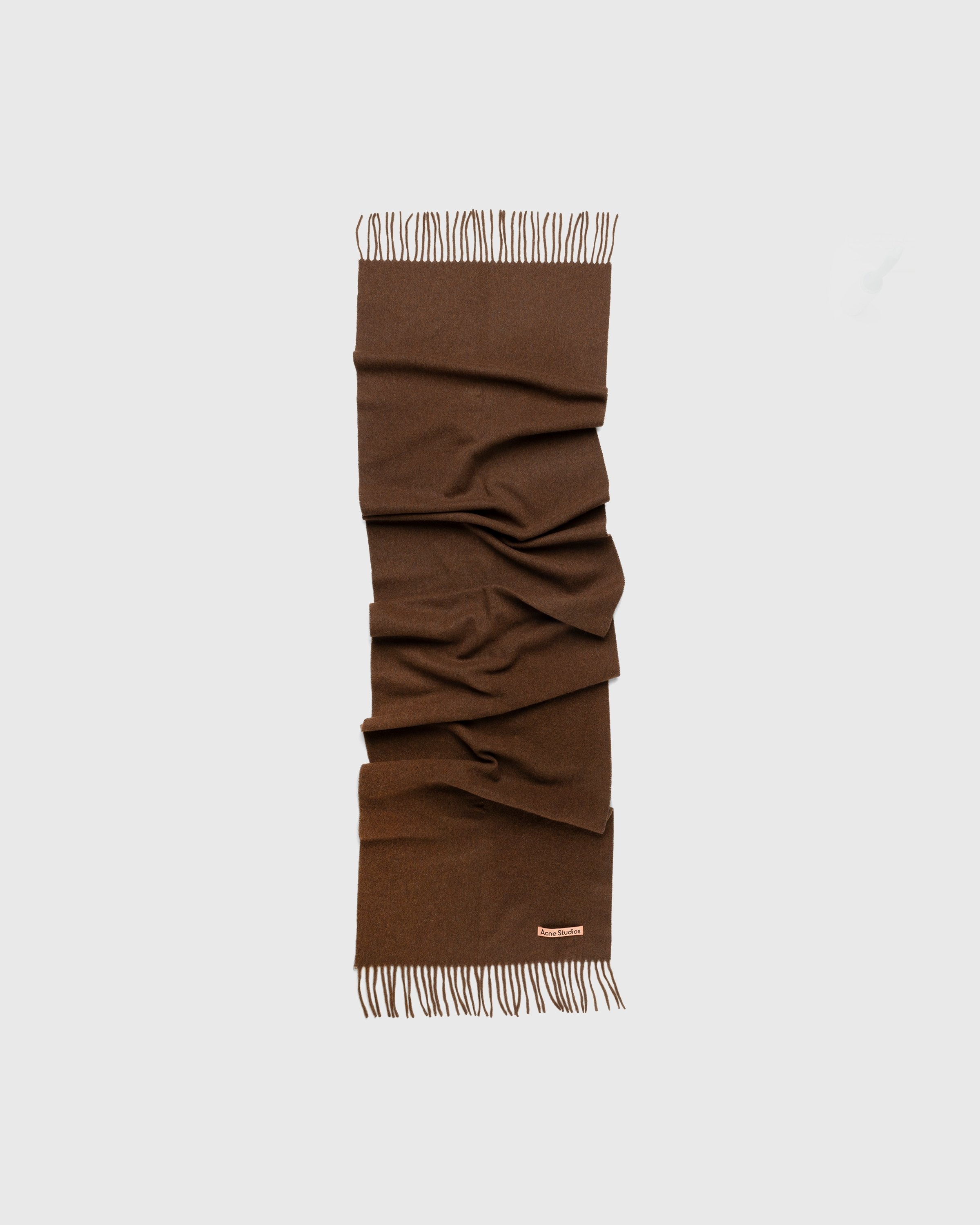 Acne Studios – Wool Fringe Scarf Dark Rust Melange - Scarves - Red - Image 1