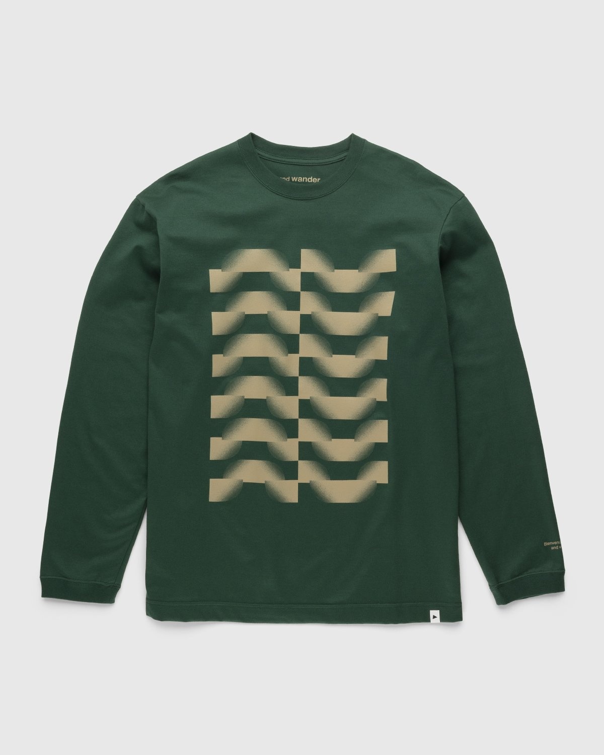 And Wander – Up Down Graphic LS Tee Green - Longsleeves - Green - Image 1