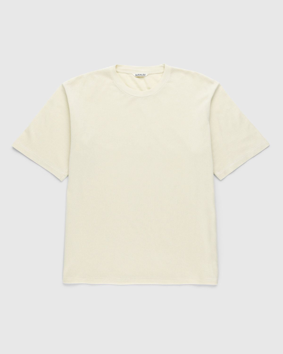 Auralee – Cotton Mesh Dyed Tee Ivory - Tops - Beige - Image 1