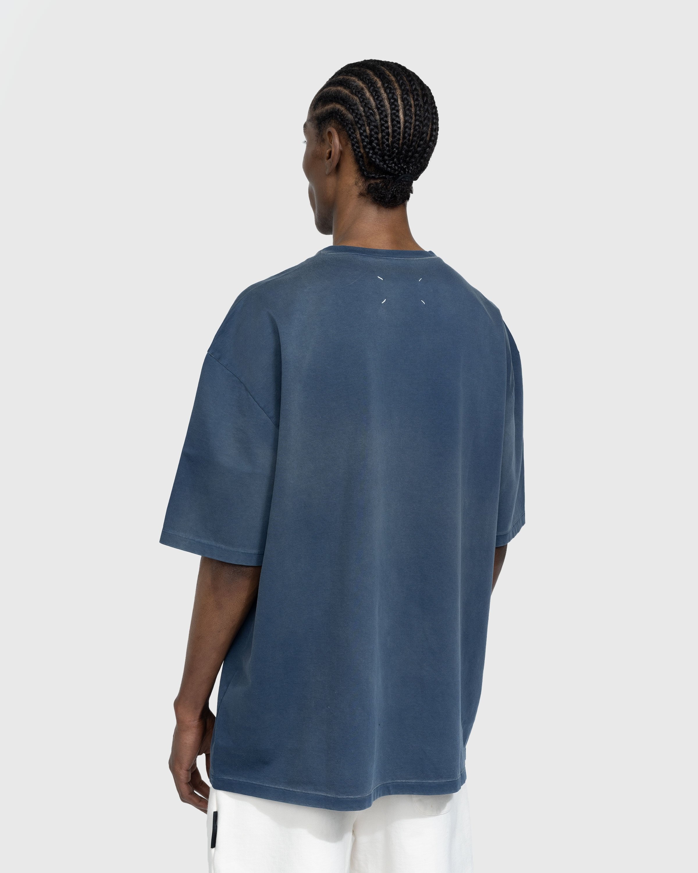 Maison Margiela – Heavy Jersey Logo T-Shirt Blue - T-shirts - Blue - Image 3